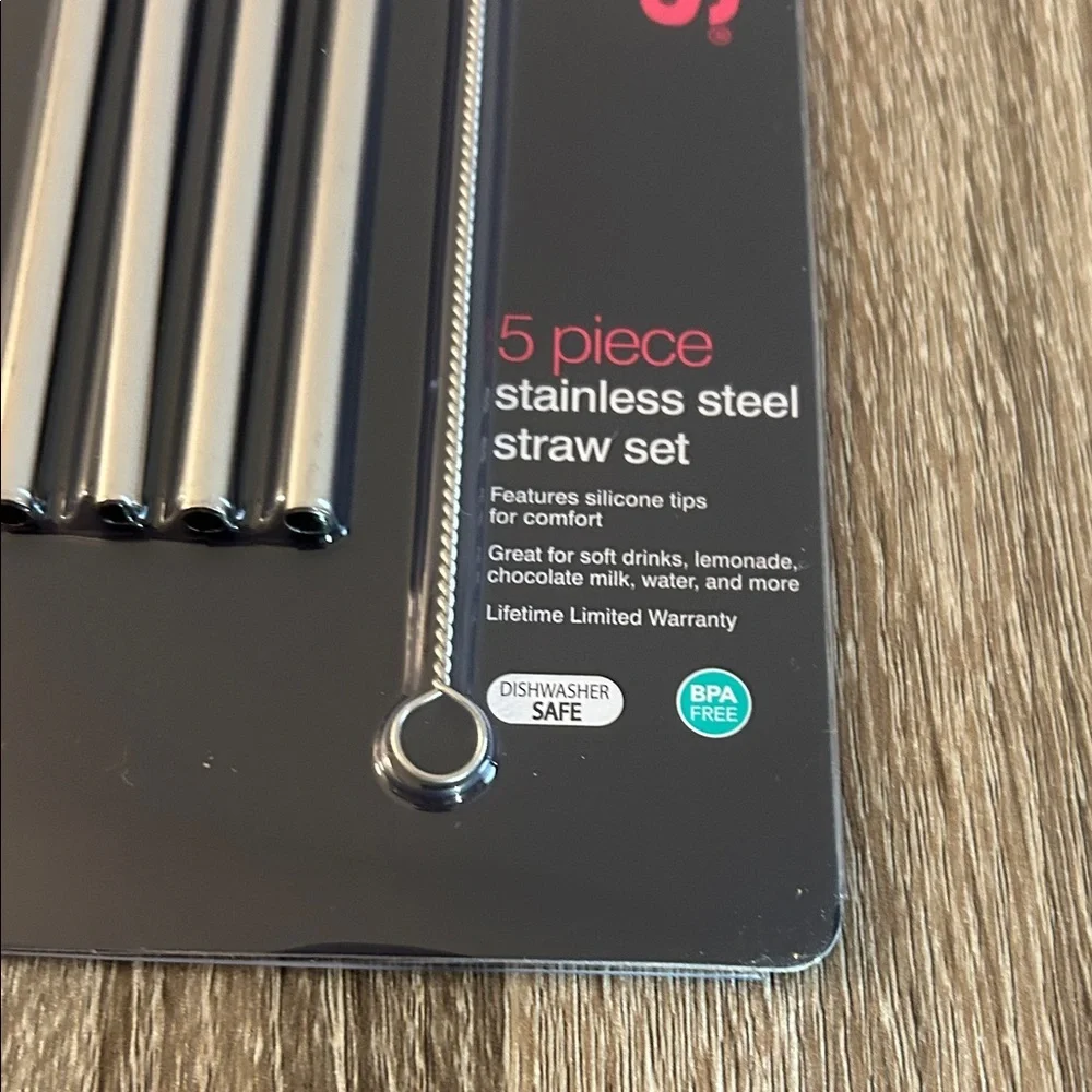 Stainless Steel Straw Set with Multi-Colored Tips - Picture 3 of 4